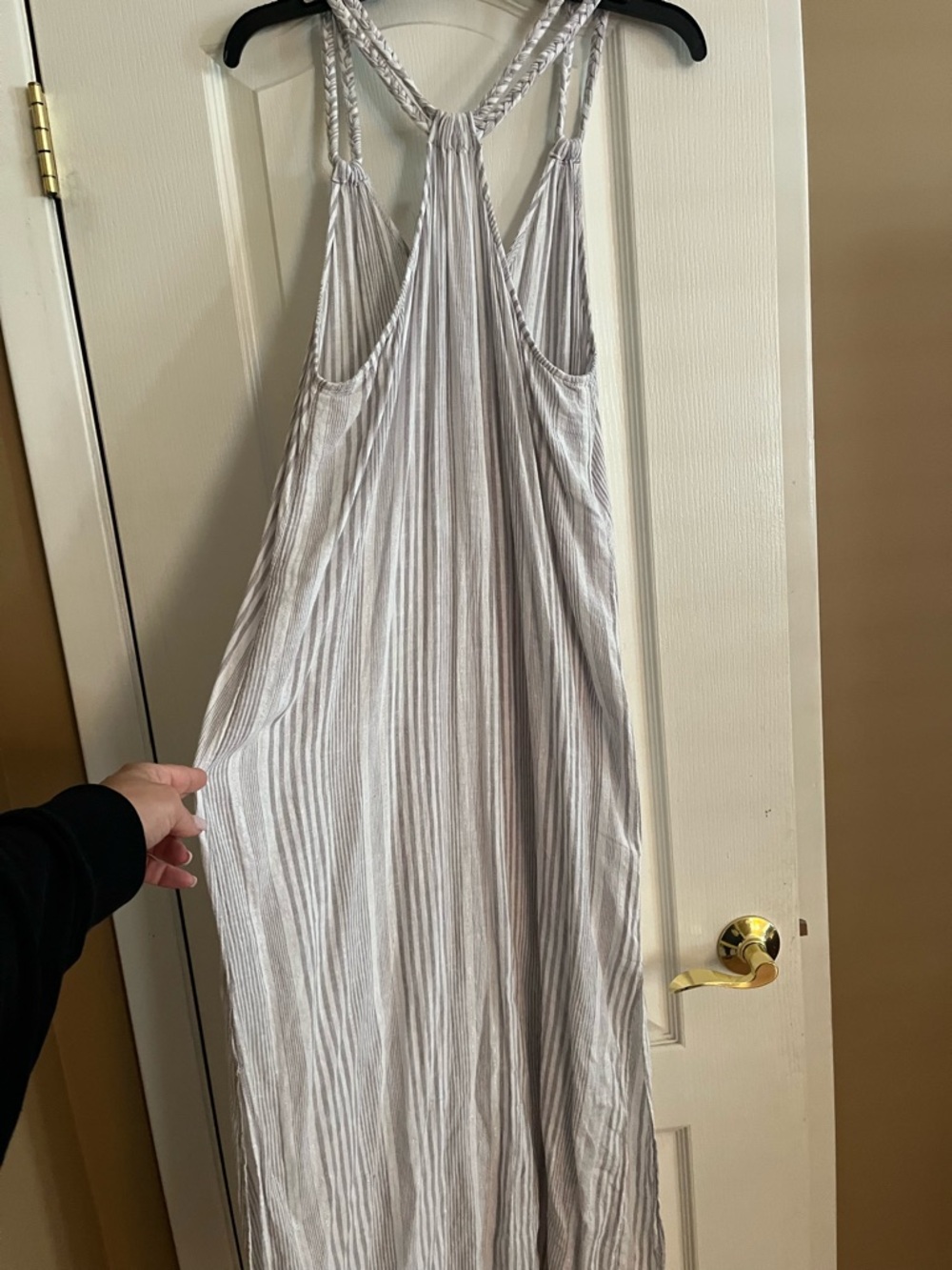 C&C California Light Gray Striped Maxi Dress with Braided Straps - Picture 7 of 7